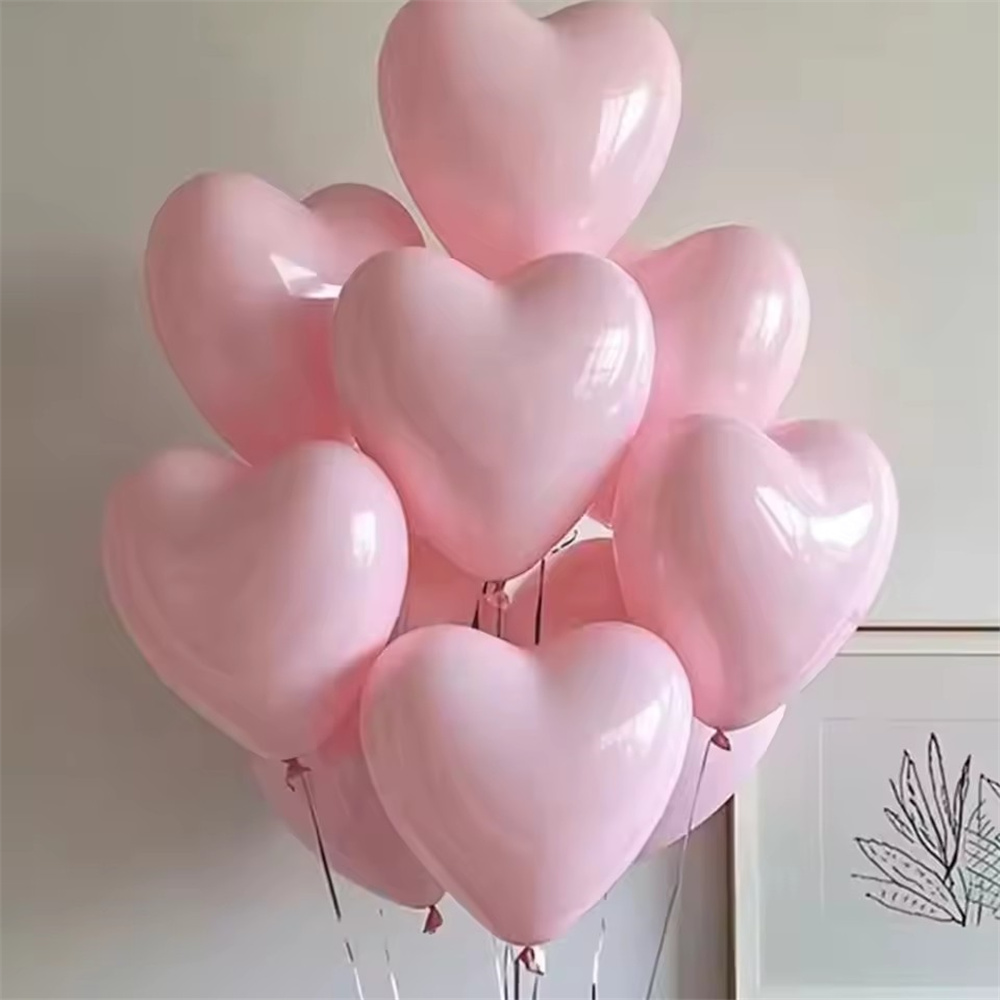 Balloon Pump Hand - 20pcs 10Inch Pink Macarons Heart Shape