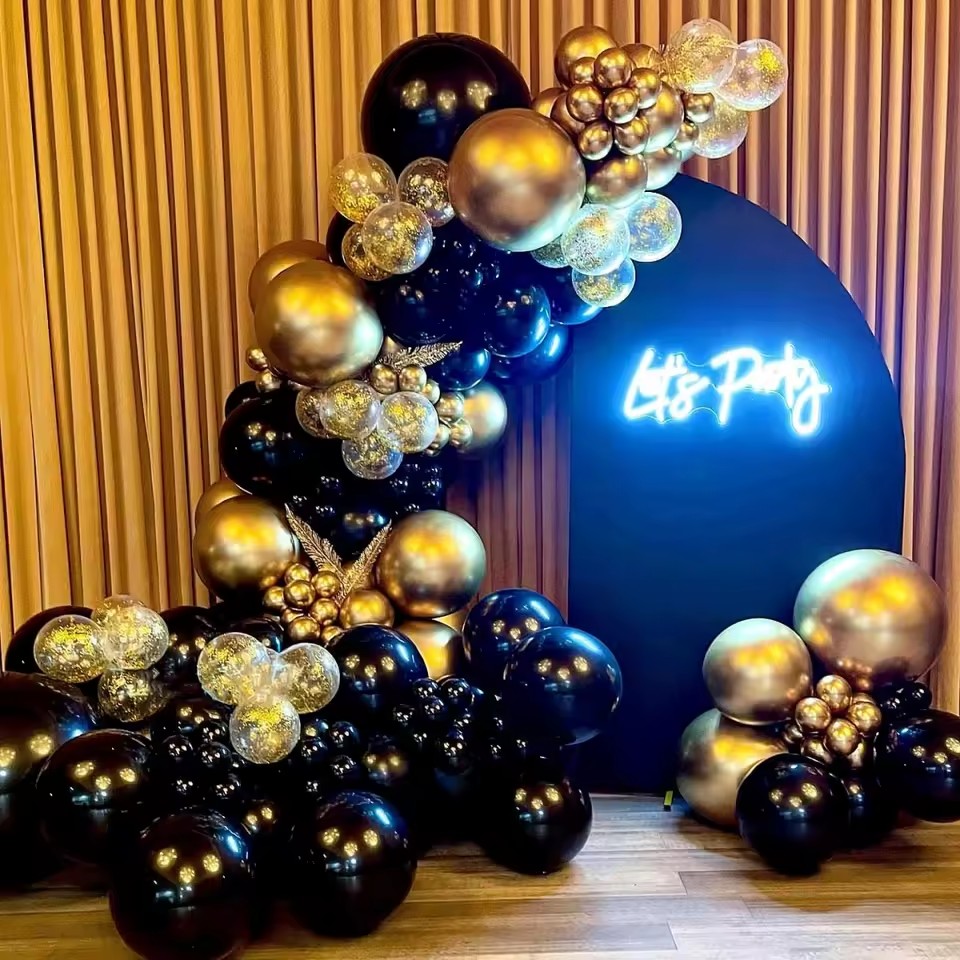 Party Banner Gold - 107pcs Black Happy Birthday Banner Gold