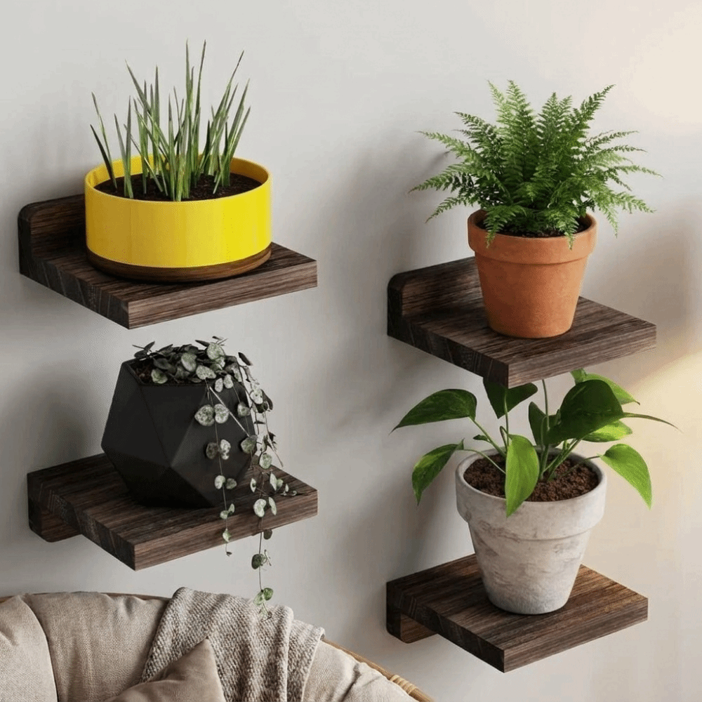 4PCS Wood Small Floating Shelv - đánh giá và giá Flower Wall Panel