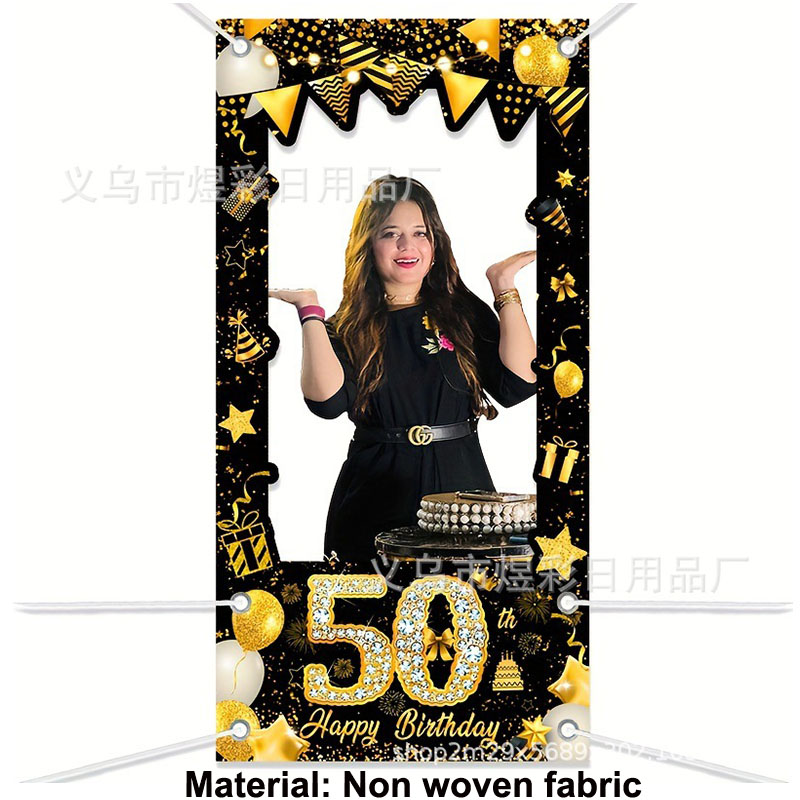 50th Birthday Decoration Black - đánh giá và giá Party Banner Gold