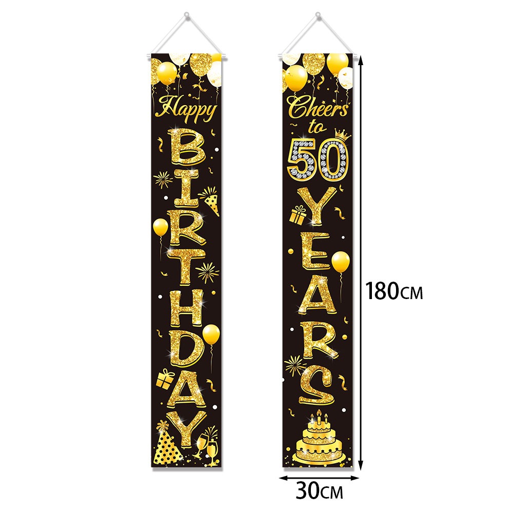 50th Birthday Decoration Black - đánh giá và giá Party Banner Gold
