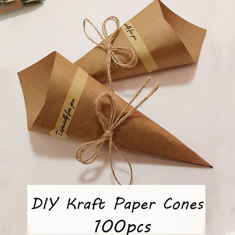 100pcs DIY Natural Kraft Paper - đánh giá và giá Cotton Candy Cone