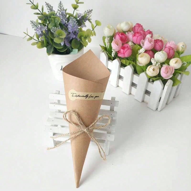 100pcs DIY Natural Kraft Paper - đánh giá và giá Cotton Candy Cone